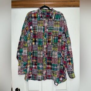 Polo Ralph Lauren Madras Patchwork Shirt Long Sleeve Colorful UNIQUE  Mens 2X
